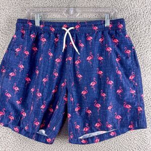 Trunks Flamingo Swim Shorts Mens Large Blue Pink Casual Swim Beach Pool QuickDry